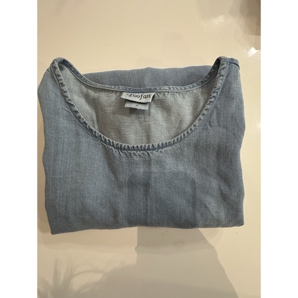 Denim maxi dress sleeveless button slip size medium Boho‎ cottage Toofan Tencel - Picture 8 of 8